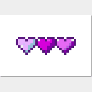 Purple Row of Hearts Pixel Art Posters and Art
